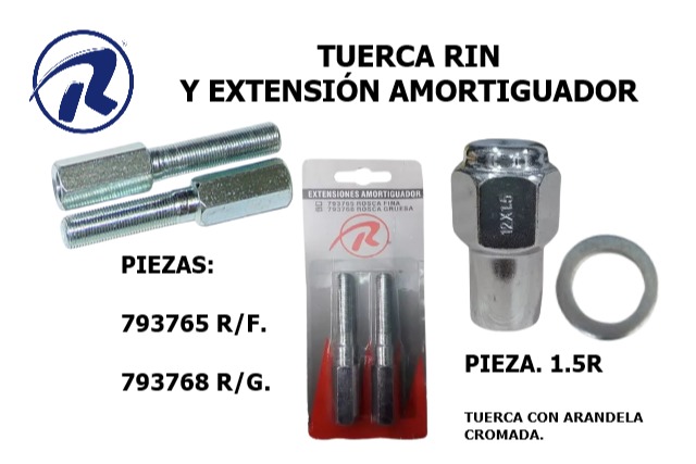 tuerca Rin Cromada Extensión Amortiguador