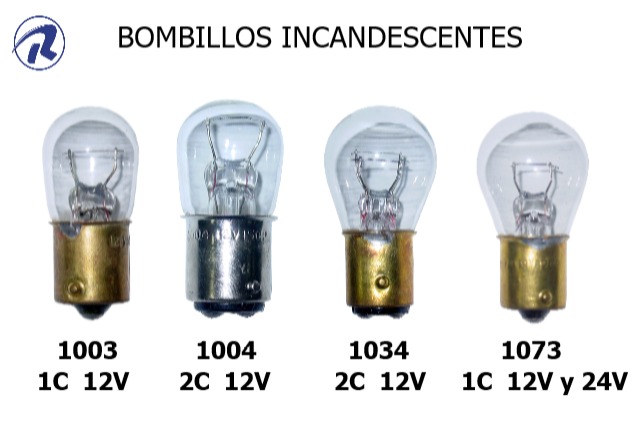 bombillos incandescentes, de tablero de 1cont. y 2cont.