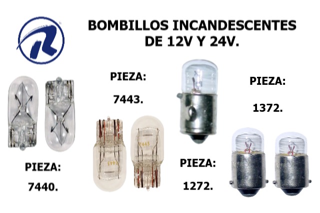 bombillos incandescentes, de tablero de 1cont. y 2cont.