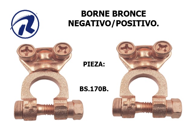 Bornes bronce (und) positivo-negativo. Còd. BS170B