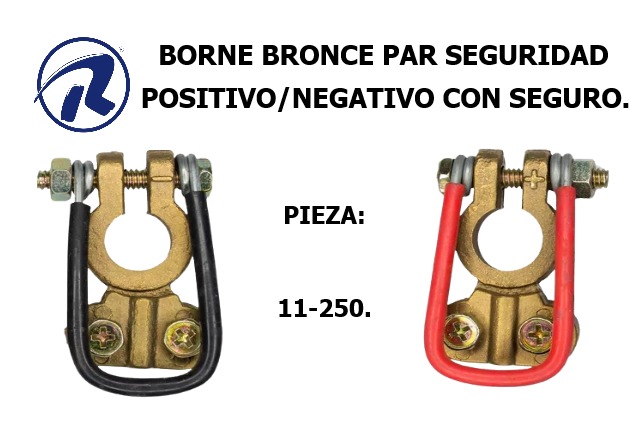 Borne seguridad par bronce positivo negativo. Còd. 11-250