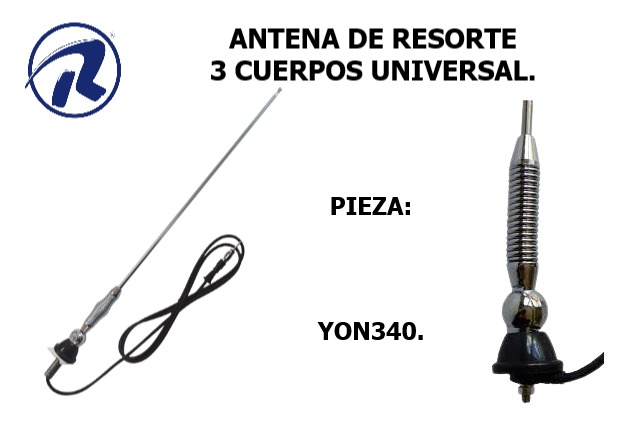 Antena resorte 3 cuerpos univ.. Cód. YON340