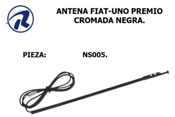 Antena fiat uno-premio cromada NSN lateral. Cód. NS005