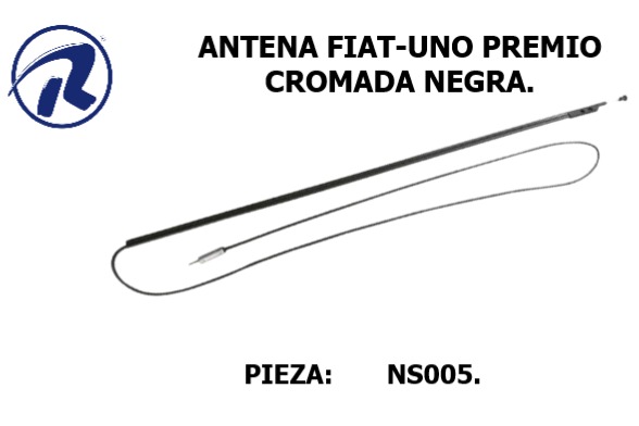 Antena fiat uno-premio cromada NSN lateral. Cód. NS005