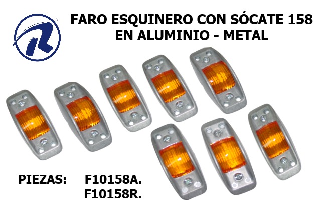 faro esquinero en aluminio con socate ambar y rojo