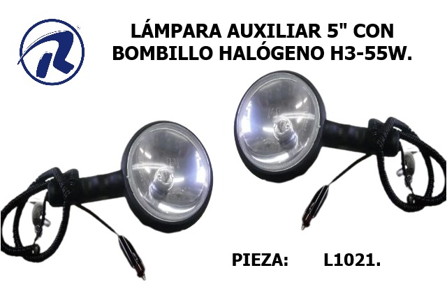 lampara auxiliar 5" con bombillo halogeno H3-55W. Cód. L1021