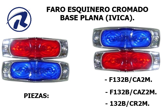 Faro esqu.cromado ambar base plana ivica