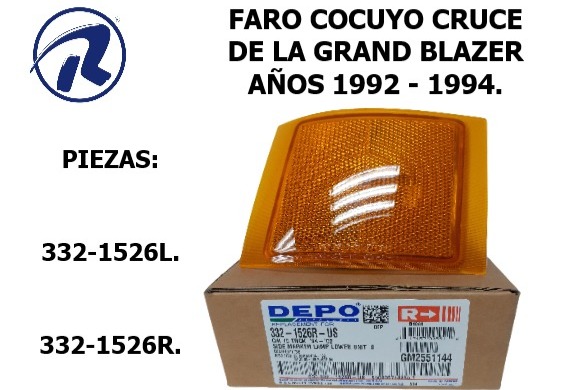 faro cocuyo cruce izquierdo Grand Blazer 92-94 ambar