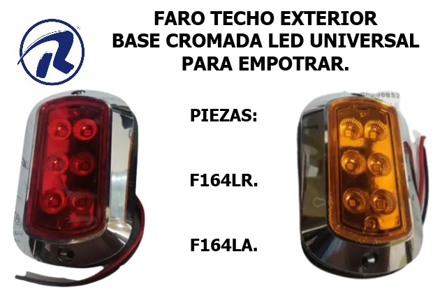 faro techo cromado led ambar rojo universal