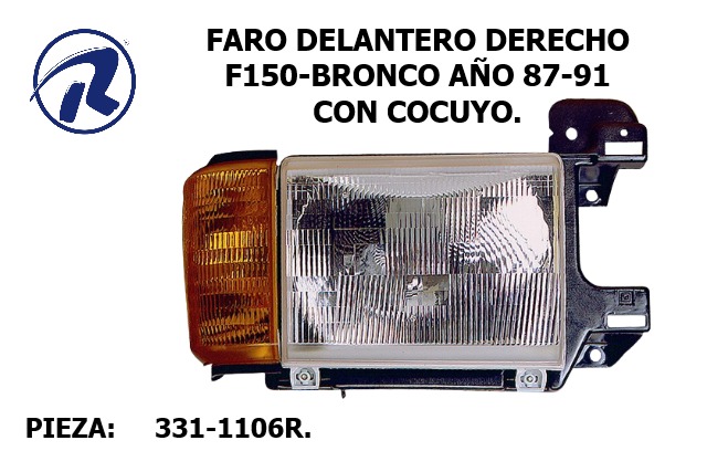 faro delantero derecho e izquierdo Bronco con cocuyo 87-91