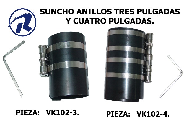 Sunchos de anillos de 3 y 4 pulgadas