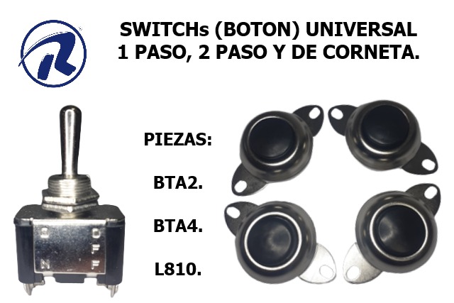 switchs sube vidrio, boton y universal