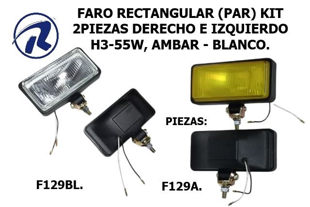 Faro rect.h3-55w(par)ambar ivi