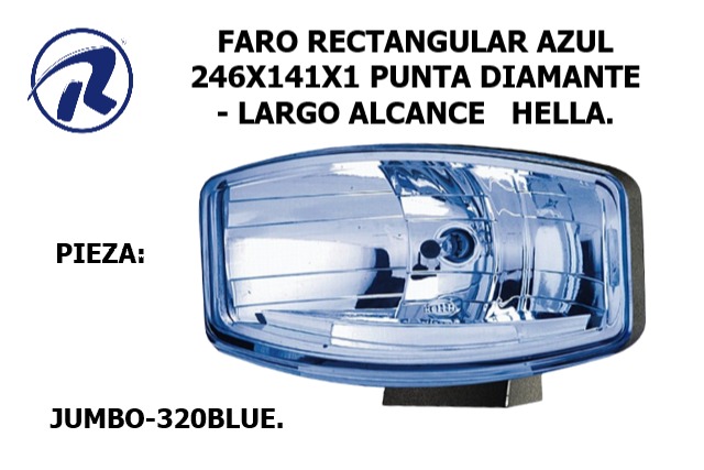 Faro rectangular azul hella