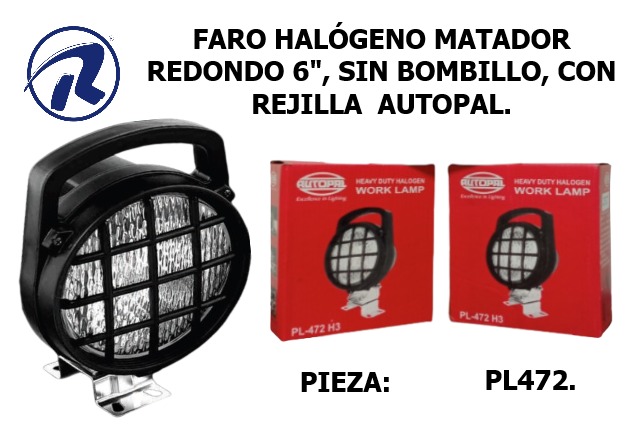 Faro halógeno redondo (6" pulgadas) matador autopal Projector sin bombillo con rejilla-switc