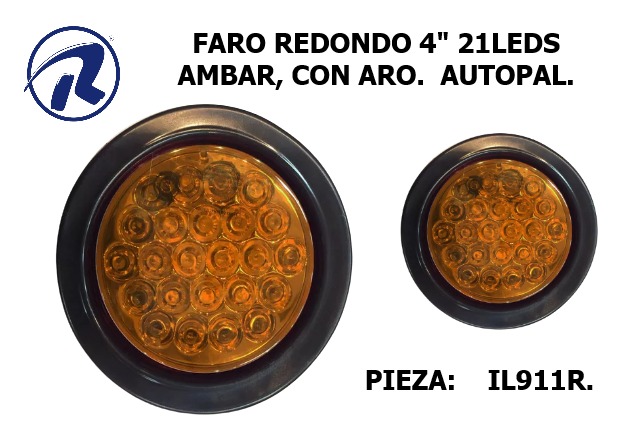 Faro stop 4" 21 leds ambar