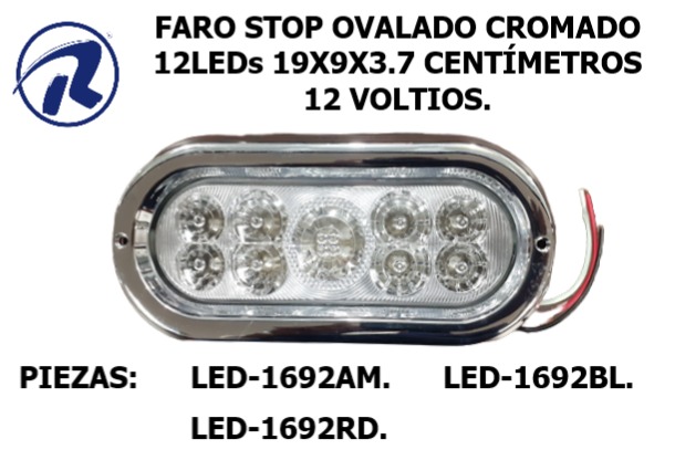 faros cromado ovalado 12leds 19X9-3 12V