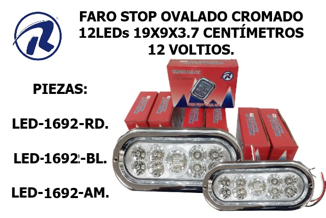 faros cromado ovalado 12leds 19X9-3 12V