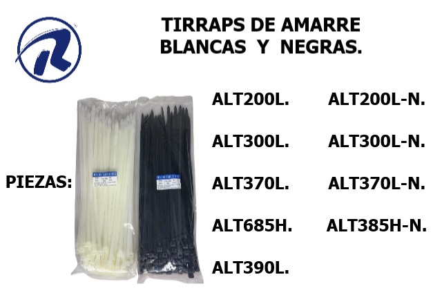 tirraps amarre Blancas y Negras