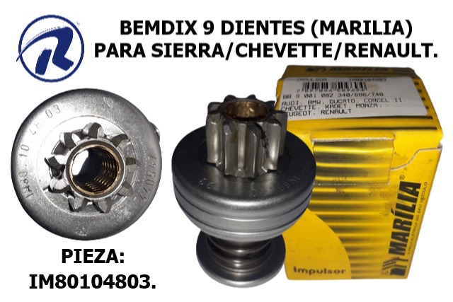 bendix 9 dientes Chevette- Sierra-Renault. Cód. IM80104803