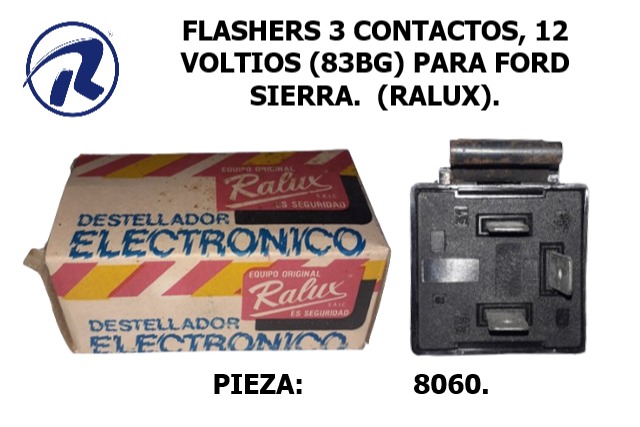 flasher 3 contactos Ford Sierra, 12V. Cód. 8060