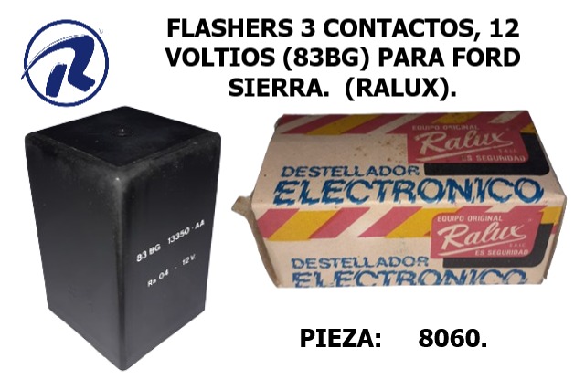 flasher 3 contactos Ford Sierra, 12V. Cód. 8060